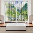 thumbnail image 2 of Ambesonne Fine Art Kitchen Curtains, Summer River with Trees, 55"x39", Green Purple and White, 2 of 3