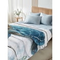 thumbnail image 4 of Sea Turtle Blue Queen Size Flat Sheet, Wrinkleproof & Fadeproof Cooling Flat Bed Sheet Only, Coastal Ocean Seaweed Wooden Grain Breathable Soft Bedding Top Sheets 90 x 102 Inches, 4 of 8