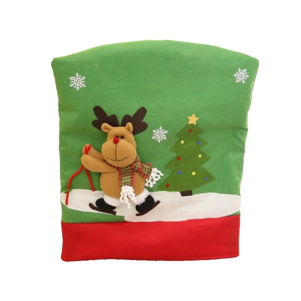 Protectoras para Sillas de Comedor, Extraíbles, Estiramiento Corto, Spandex, Comedor, , Silla, Asiento, Cubierta para Cocina, Bar, Hote Alce perfecl Cubierta de la silla de la Navidad