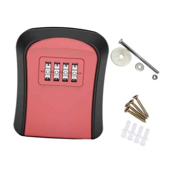 Caja de bloqueo de llave Caja de contraseña de montura de pared resistente de 4 dígitos Combinación de llave de llave de bloqueo para el garaje al Rojo