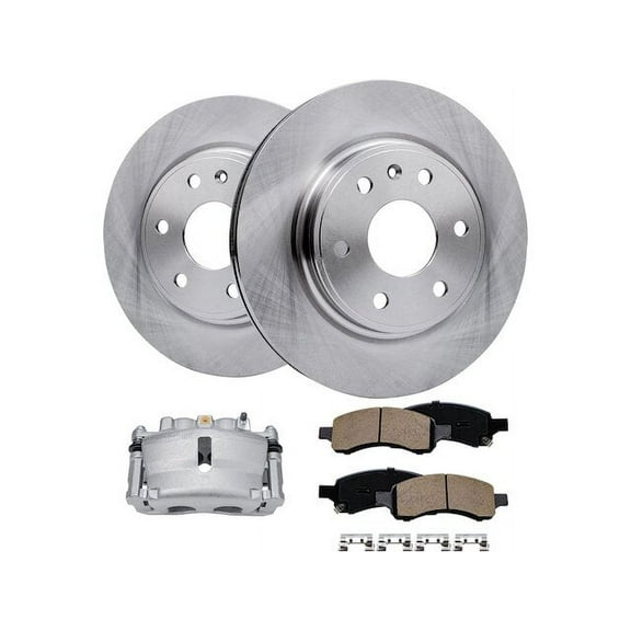 Front Brake Pad Rotor and Caliper Set - Compatible with 2007 - 2016 GMC Acadia 2008 2009 2010 2011 2012 2013 2014 2015