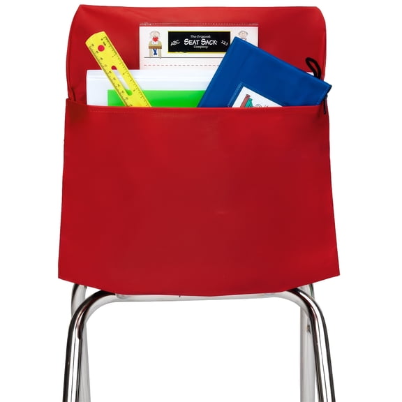 Seat Sack Student Chair Storage Pocket - 15", Single Pocket, Classroom Organizer for Student Desks, Durable Over-the-Chair Storage, Red, 1-Pack