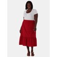thumbnail image 2 of Time and Tru Women's Plus Size Cotton Eyelet Tiered Midi Skirt, Sizes 1X-4X, 2 of 5