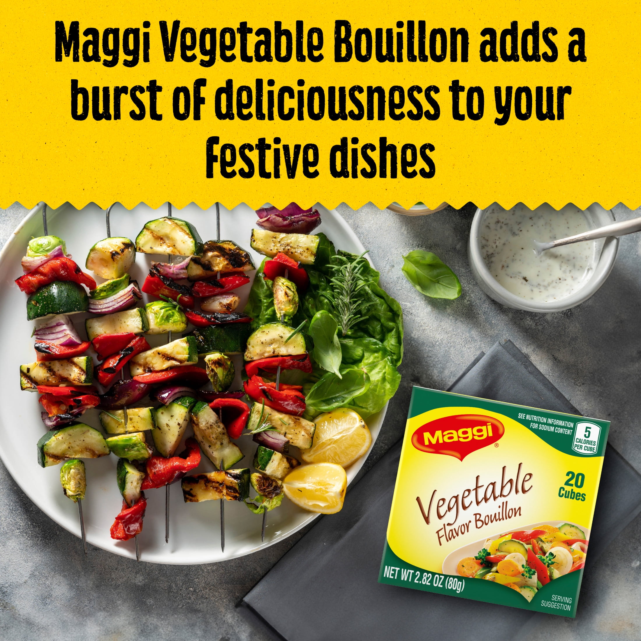 (6 pack) Maggi Caldo Sabor A Vegetales Vegetable Flavor Bouillon Cubes, Vegetable Bouillon, 20-CT 2.82 oz