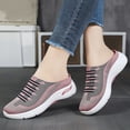 thumbnail image 5 of gzxflxpge Women Slip‑On Backless Mule Shoes Breathable Knit Mesh Casual Sneakers, Non‑Slip Light Weight Weaving Walking Footwear for Daily Wear Pink 5.5（CN-36）, 5 of 7