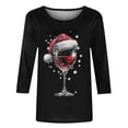 thumbnail image 3 of Camisetas de Manga Larga de las Mujeres Impresión de Navidad Cuello Redondo 3/4 Manga Suéter Superior, Moda Informal para Fiesta de Vacaciones Y Uso Diario, 3 of 7