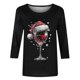 thumbnail image 3 of Camisetas de Manga Larga de las Mujeres Impresión de Navidad Cuello Redondo 3/4 Manga Suéter Superior, Moda Informal para Fiesta de Vacaciones Y Uso Diario, 3 of 7