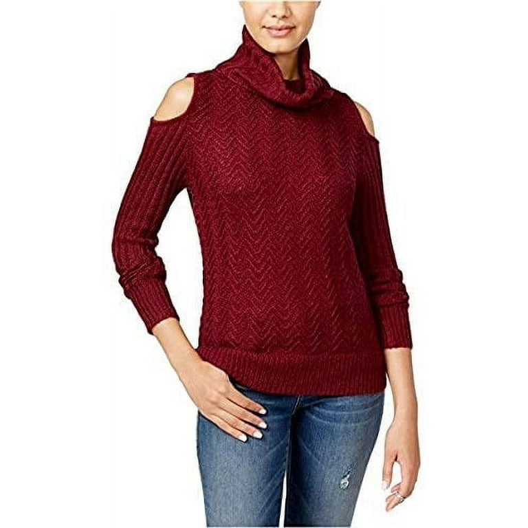 Red cold shoulder sweater outlet