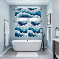 thumbnail image 3 of Blue Ombre Kitchen Curtains Sets for Windows 24 Inch Length, Modern Geometric Abstract Art Moire Rod Pocket Window Treatments Tier Curtains and Valances Set for Bedroom/Bathroom, 3 of 8