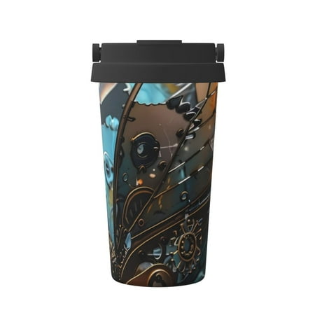 

KLL Steampunk Mechanical Butterfly Pattern Stainless Steel Vacuum Insulated Tumbler - Carry Insulated Coffee Mug - Reusable Insulated Cold Brew Iced Coffee Cup Thermos