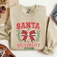 thumbnail image 2 of Santa University Bow Embroidered Sweatshirt, Merry Christmas Embroidered Shirt, Winter Season Hoodie, Christmas Santa Shirt, 2 of 5