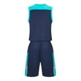 thumbnail image 4 of ZACPNCV Kids Sports Shorts Sets Boys Jerseys Tracksuit 2 Piece Basketball Performance Tank Top and Mesh Shorts Set Dark Blue 6-7 Years, 4 of 8