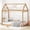 Wood, variant on Full Size Adjustable Bed Base, Full Size Wood Floor Bed with House-shaped Headboard, Natural, Natural Bed Frames,Solid Wood+Mdf Platform Bed Frames, Furniture Bedroom Furniture Beds, Frames & Bases