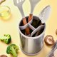 thumbnail image 1 of Estante giratorio multifuncional de acero inoxidable para utensilios de cocina | Cubeta con compartimentos para palillos | Organizador compacto para cubiertos y utensilios de cocina, 1 of 8