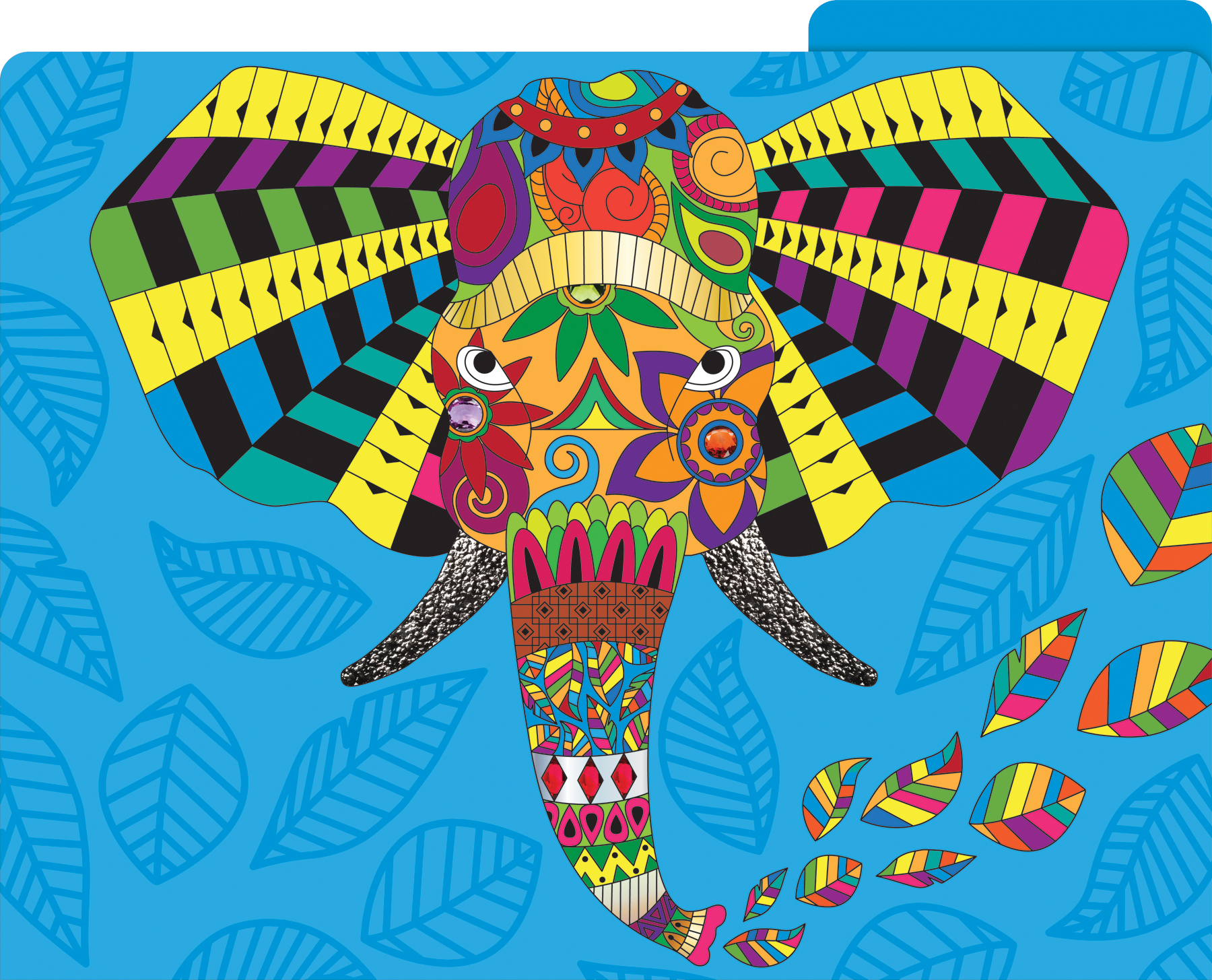 BARKER CREEK Designer File Folders Set of 12, Boho Animals, Multi-Design, Bohemian on Outside, Solid Colors on Inside, Letter Size, 1/3 Cut Tabs, 12-Pack, Home, School and Office Supplies (1342)