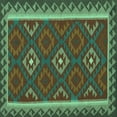 thumbnail image 1 of Ahgly Company Indoor Square Oriental Turquoise Blue Traditional Area Rugs, 4' Square, 1 of 4