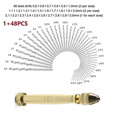 

49* Mini Micro Aluminum Hand Drill With Keyless Chuck HSS Drill Bit Rotary Tools