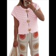 thumbnail image 2 of Suéter de Corta para Mujer, Cuello Redondo, Cárdigan de Punto de Crochet Calado, Camisas Casuales de Verano con Botones. Rosa L, 2 of 7