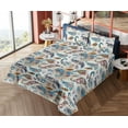 thumbnail image 4 of Ambesonne Paisley Fitted & Flat Sheet with Sham 3 Pcs Set, Romance Letter Floral Print, Twin XL, Deep Sky Blue Apricot, 4 of 5