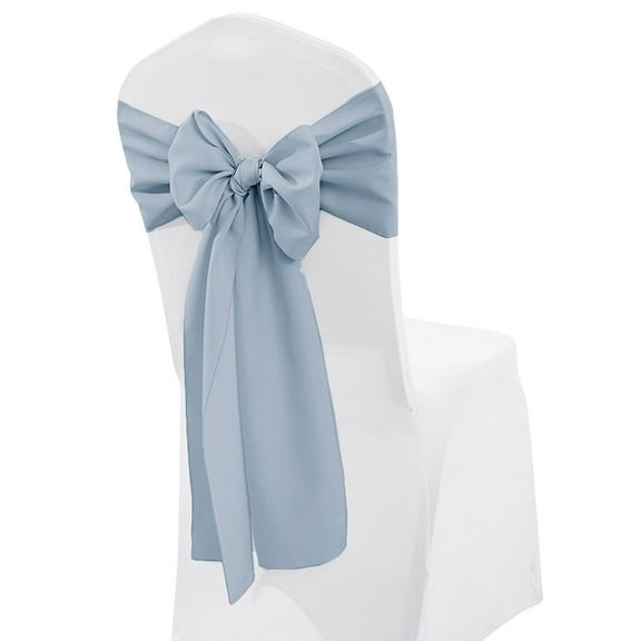 Wedding Linens Inc. (10 pcs) 8" x 108" Polyester Premium(200 GSM) Cotton Chair Sashes for Wedding, Events, Party Décor use - Dusty Blue