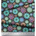 thumbnail image 2 of Soimoi Gray Silk Fabric Multicolor Mandala Printed Fabric 1 Yard 42 Inch Wide, 2 of 3