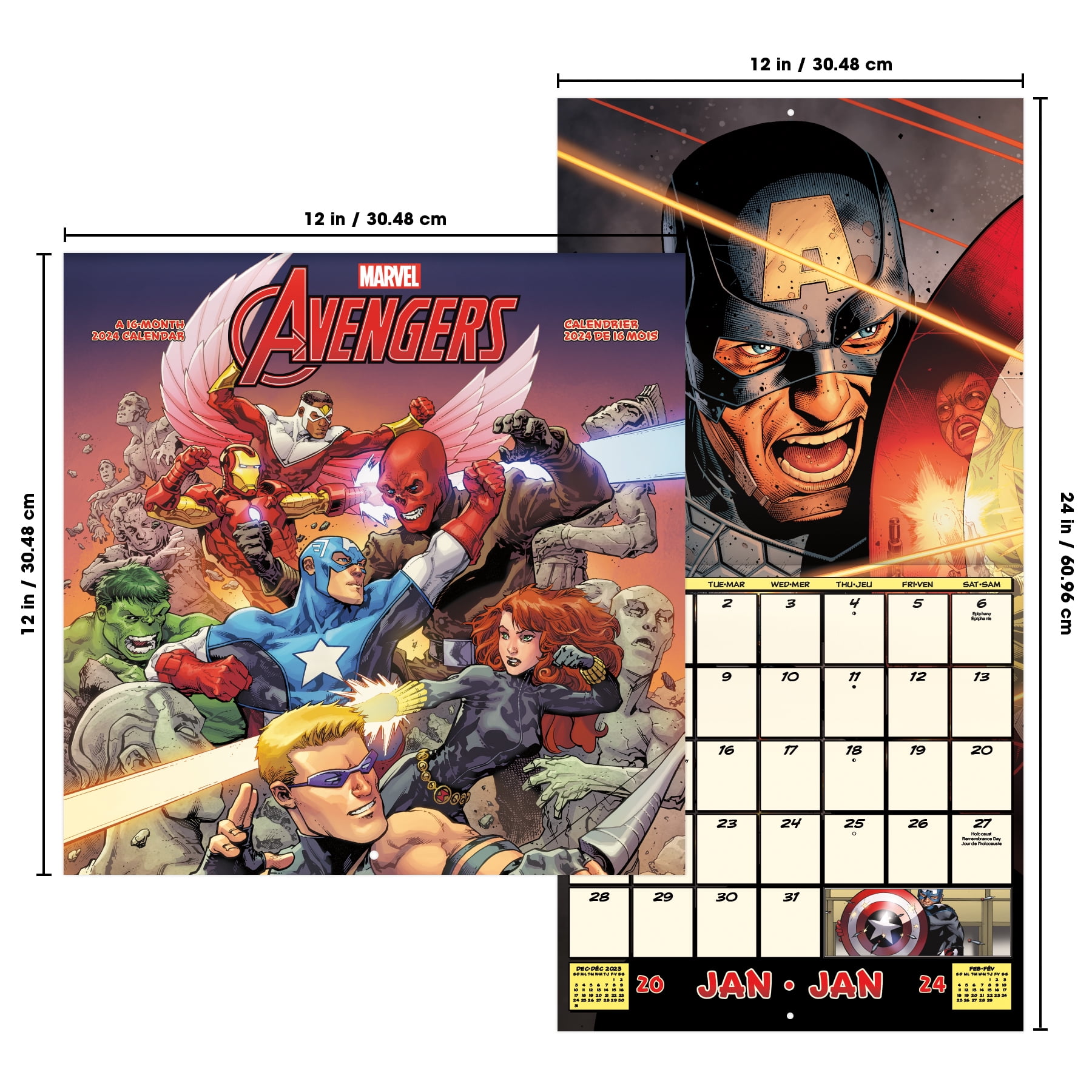 2024 Marvel Avengers Wall Calendar & Magnetic Frame - Walmart.com