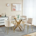 thumbnail image 2 of 1+4,5pieces dining set, Table metal leg Mid-century Dining Table for 4-6 people With Glass Table Top, Pedestal Dining Table, End Table Leisure Coffee Table, 2 of 9