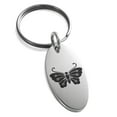 thumbnail image 1 of Stainless Steel Kawari Kocho Butterfly Kamon Crest Engraved Small Oval Charm Keychain Keyring, 1 of 1