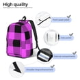 thumbnail image 4 of Bixox Purple Black Buffalo Plaid Printing Canvas Backpack Lightweight Casual Travel Backpack School Backpack Fits 15.6 Inch Notebook, 4 of 5