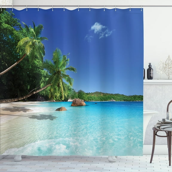 Ambesonne Island Shower Curtain, Sunny Horizon of Prislin, 69"Wx75"L, Turquoise Green Blue