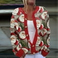 thumbnail image 4 of Penkiiy Christmas Sweaters for Women Ugly Funny Xmas Tree Print Button Up Cardigans Fall Winter Vintage Knitted Outerwear 5XL Multicolor, 4 of 5