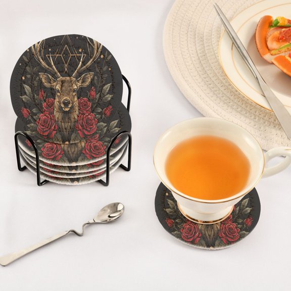 BZSMCE 6Pcs Drink Coasters With Holder 3.94Inch Creative Coil Coaster Coasters Colors Absorbent Coasters For Drinks Set