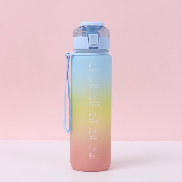 Botella Motivacional Con Paja Y Pegatinas Lindas De Escala Portátil Para Agua Al Aire Libre 2000ML/1200ML/700ML huangjie unisex