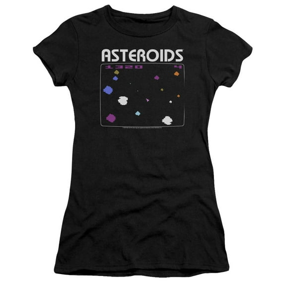 Atari Asteroids Screen S/S Junior Women's T-Shirt Sheer Black