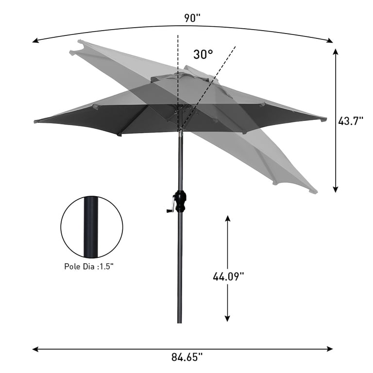 Ainfox 7.5ft Round Market Umbrella, UV Protection photo 6