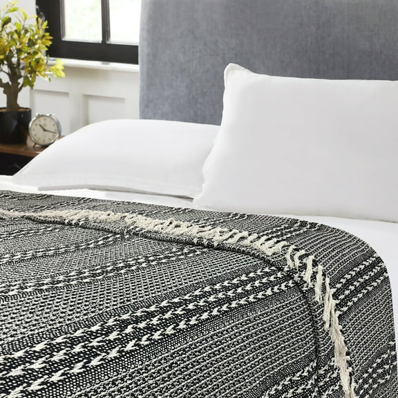 Harper Lane Cotton Bed Blanket, Twin - Soft Warm Breathable
