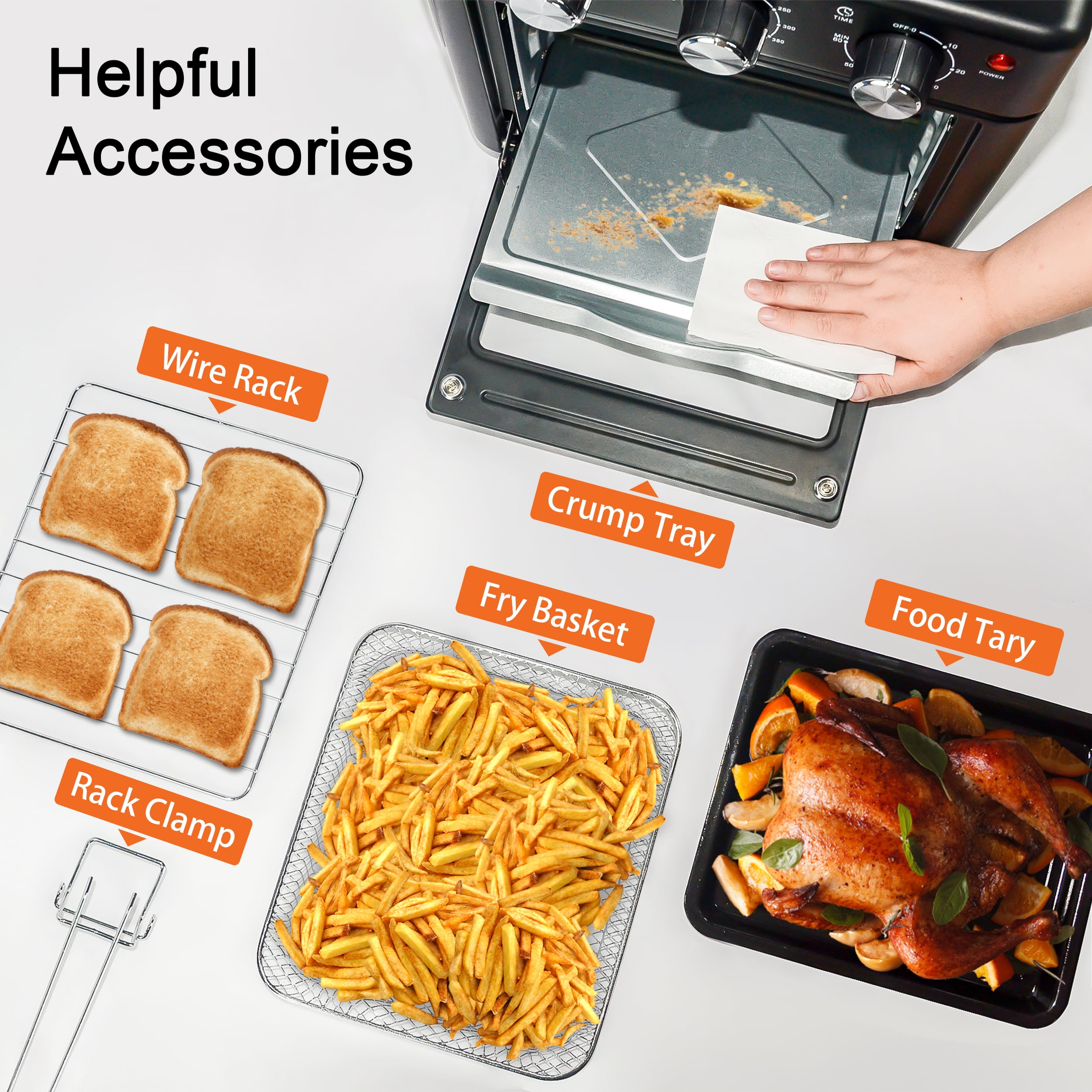 Homlixry Air Fryer Toaster Oven Combo, 14QT 7 in 1 Oil-Less Air Fryer with Warm, Broil, Toast, Bake, Air Fry, Black