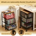 thumbnail image 2 of 3-Tier Rolling Storage Cart with Drawers,  Room Office Utility Cart with Wheels, Vintage Color, 2 of 6