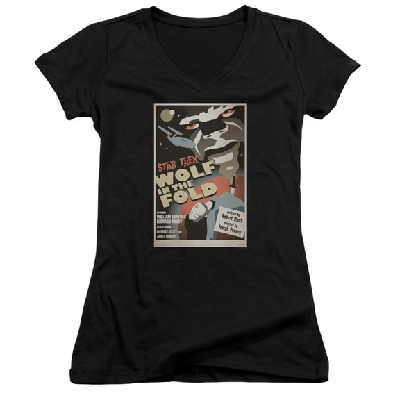 Star Trek Tos Episode 43 Junior Women's V-Neck T-Shirt Black