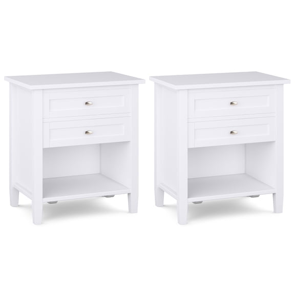 Simpli Home Warm Shaker 24 inch Solid Wood Transitional Night Stand in White (Set of 2)