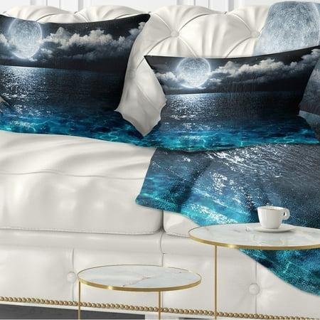 Design Art Designart Romantic Full Moon Over Sea Seascape Throw