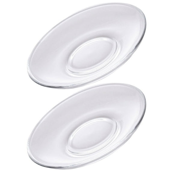 2 Pcs Glass Saucer Round Transparent Coffee Snack Small Dish Tea Tray Teacup Saucers Desktop Accessories Decor Coasters