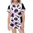 thumbnail image 2 of BOOMNY Halloween Girls 2 Peice Pajamas Sets Hallowmas Pumpkin Ghost Graphic Short Sleeve Buttons Sleepwear Tops Shorts Pjs Set for Kids Cozy Loungewear Homewear, 2 of 4