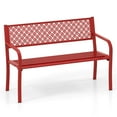 thumbnail image 2 of Costway 50 Inches Outdoor Metal Garden Bench with Geometric Lattice Backrest Armrests, 2 of 10