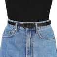 thumbnail image 4 of Cinturón de cintuno poroso fino Hebilrectangular Cinturones de talgrande pavestido de jeans Negro Se ajusa cintuhas99 cm / 39 ", 4 of 4