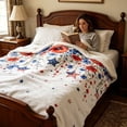 thumbnail image 6 of Twfbrm 4th of July Patriotic Throw Blanket, Red White and Blue Flowers Pattern Flannel Blankets, Soft and Lightweight Independence Day Decorative Blankets for Couch, Sofa, Bed, Car, Chair, 6 of 9