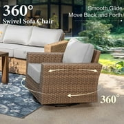 MF Studio 4 Pieces Patio Conversation Set Wicker Outdoor Furniture Sectional Sofa Set
