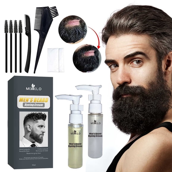Beard Dyeing Is Mild And Durable Not Easy To Fade Men'S Beard Dyeing Suit Hair Color Tint Kit 10Ml,Black Hair Dye