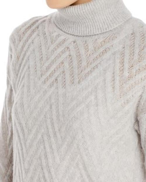 C Bloomingdales Designer Brand Womens Gray Cashmere Long Sleeve Turtle Neck Wear to Work Sweater L