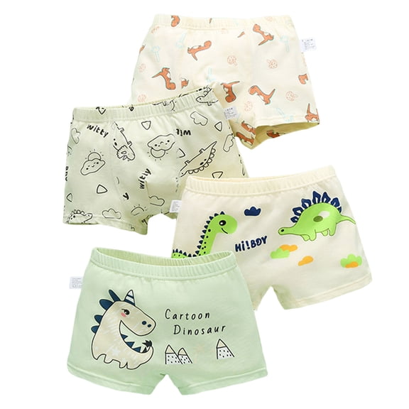 Splozh Underwear for Boys Cotton Briefs Dinosaur Car Toddler Kids Underwear Boxer Brief 4 Pack Light Green,12-16 Years